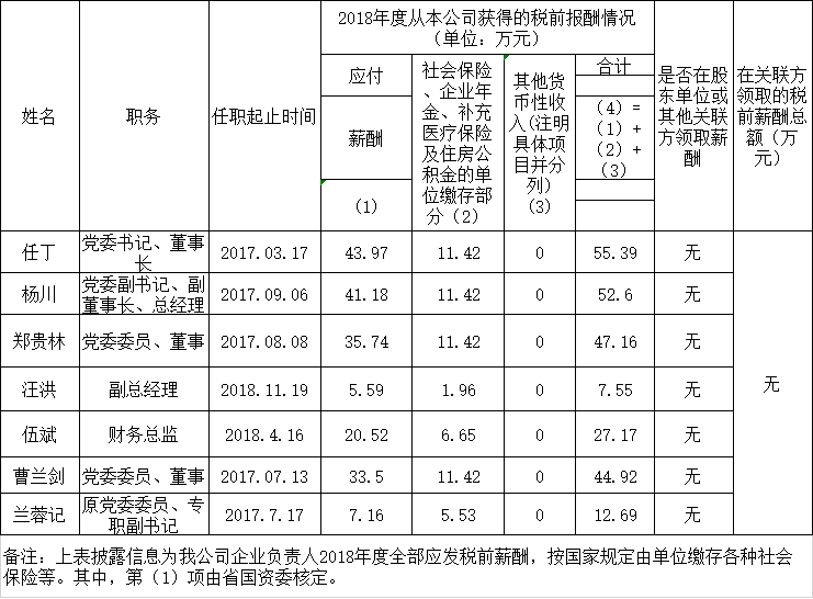 四川省旅游投資集團(tuán)有限責(zé)任公司負(fù)責(zé)人2018年度薪酬情況